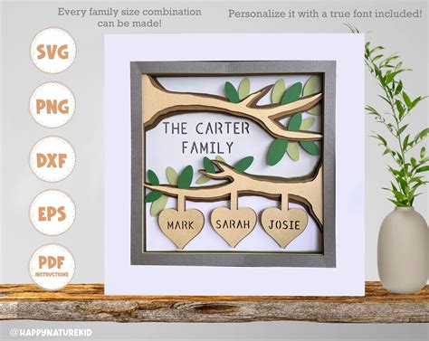 Family Tree Shadow Box SVG Preserve Your Family's Legacy With A Family Tree Shadow Box SVG